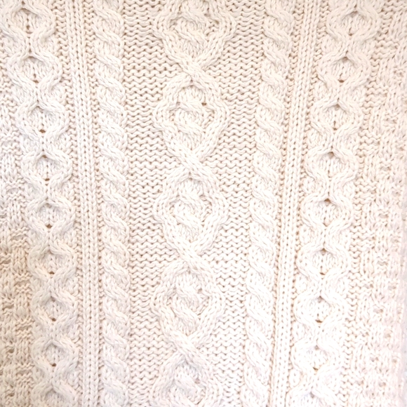 Aran Isles Irish Made Pure Wool Cabled Cowl Neck Pocket Fisherman Sweater XL - Picture 8 of 10